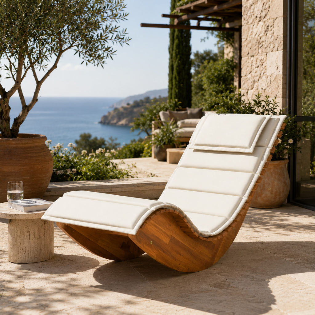 Zénith | Chaise longue à bascule en acacia massif