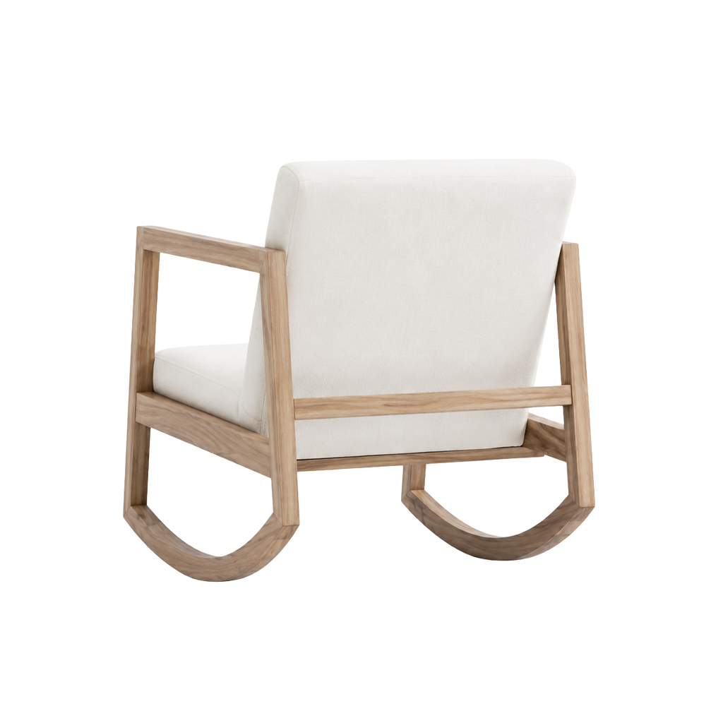 Lueur | Rocking chair scandinave en bouclette et hévéa
