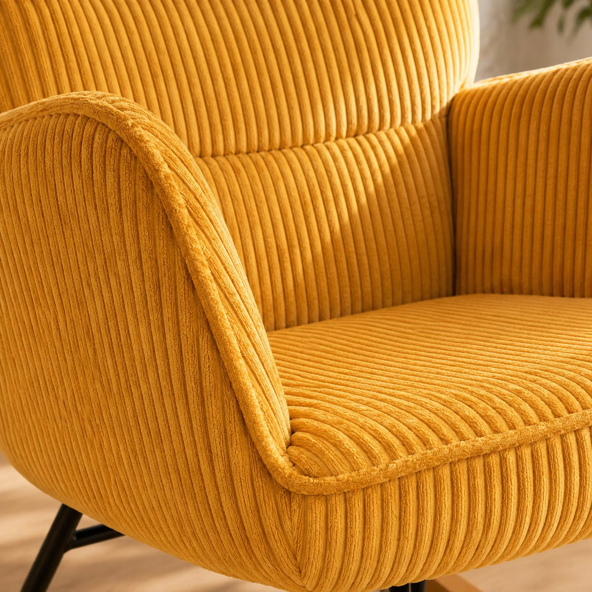 Aube | Rocking chair vintage en velours côtelé