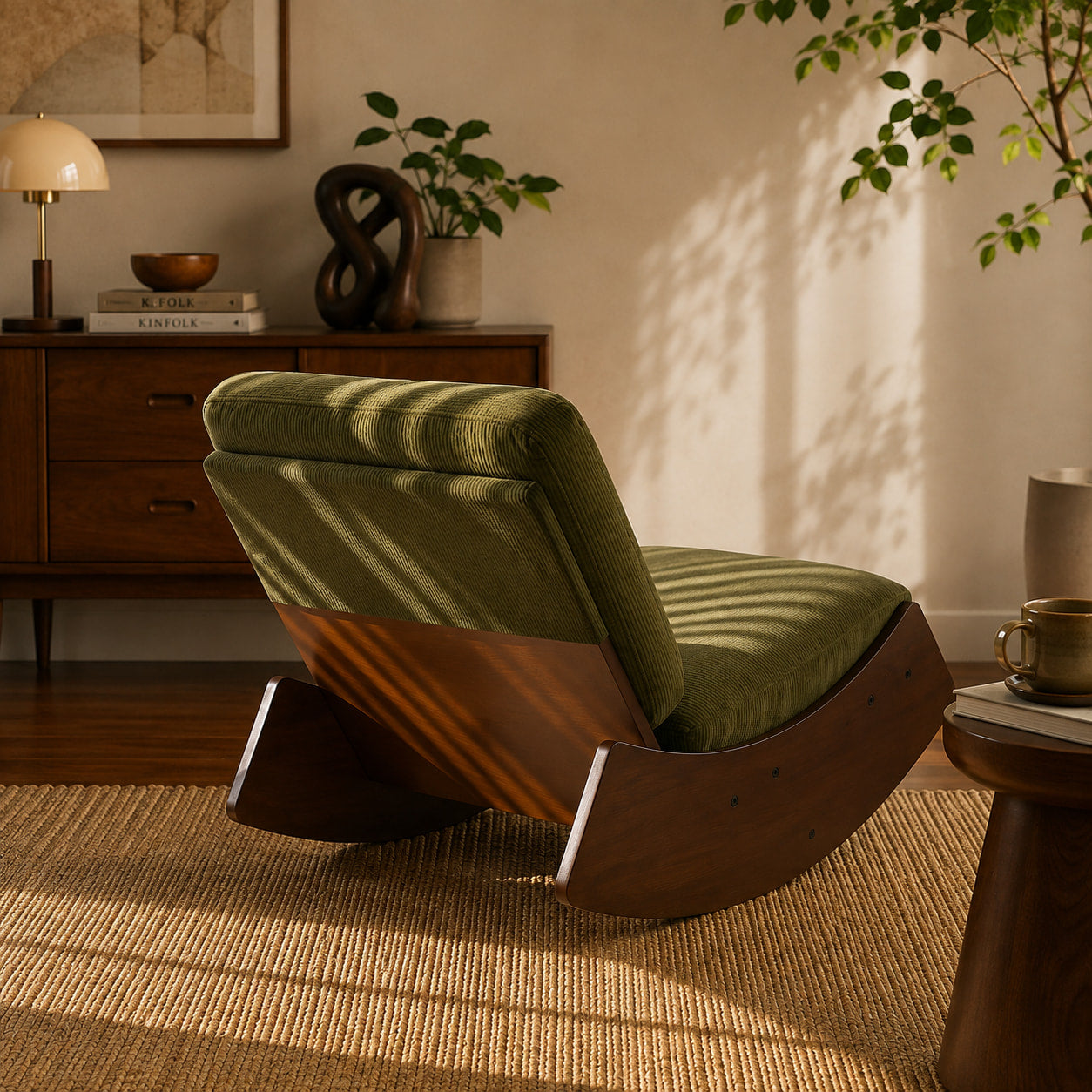 Éclipse | Rocking chair rétro en velours côtelé