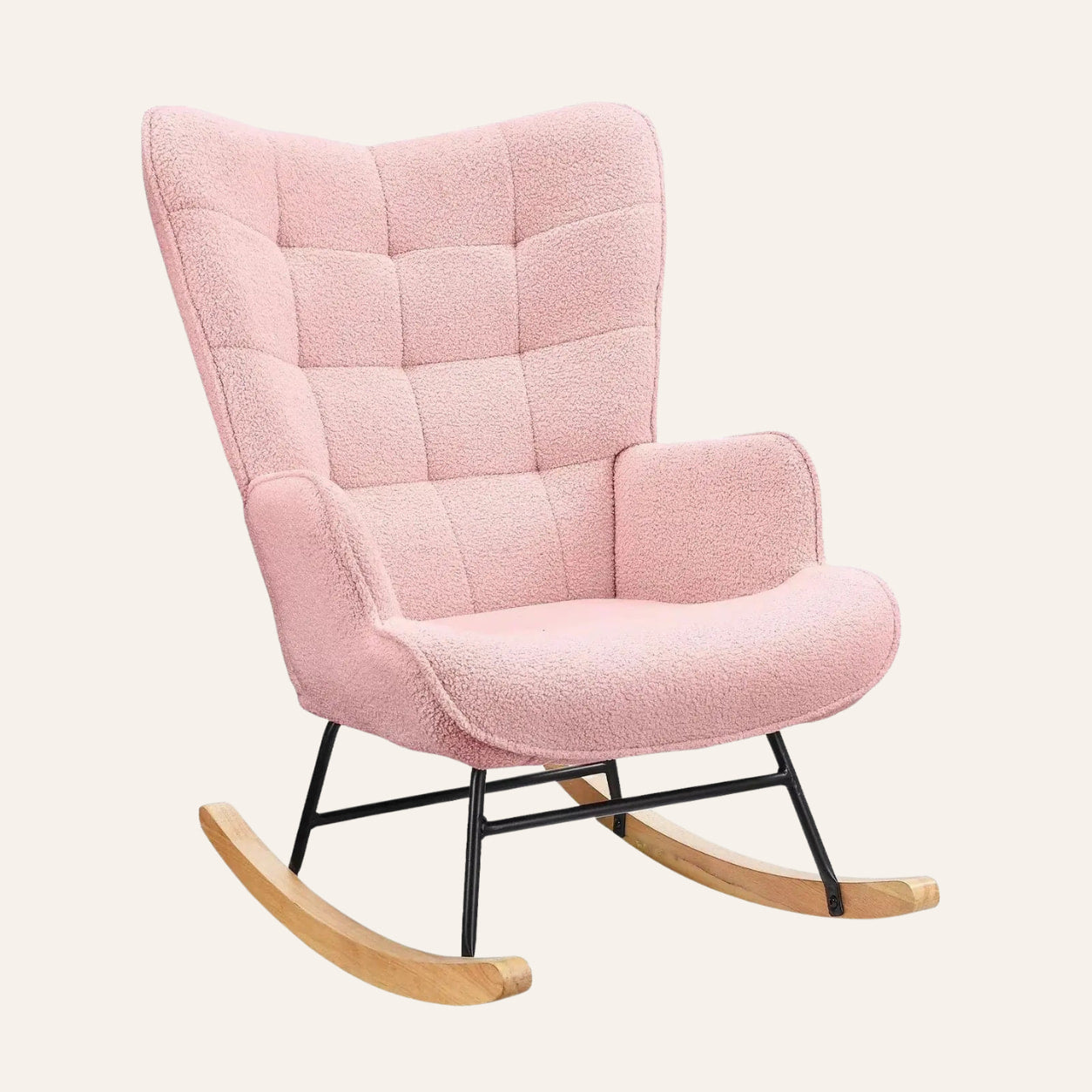 Brume | Fauteuil à bascule teddy à dossier haut