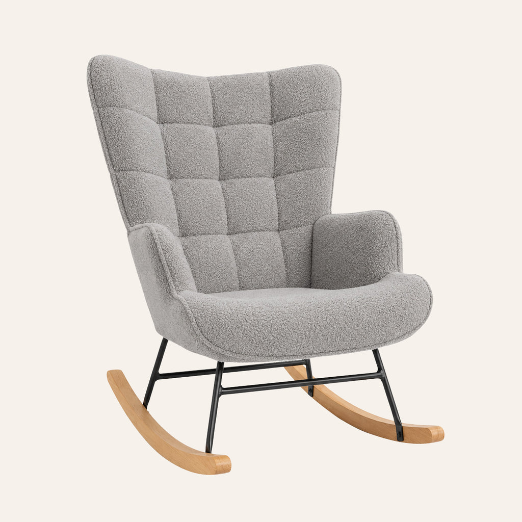 Brume | Fauteuil à bascule teddy à dossier haut