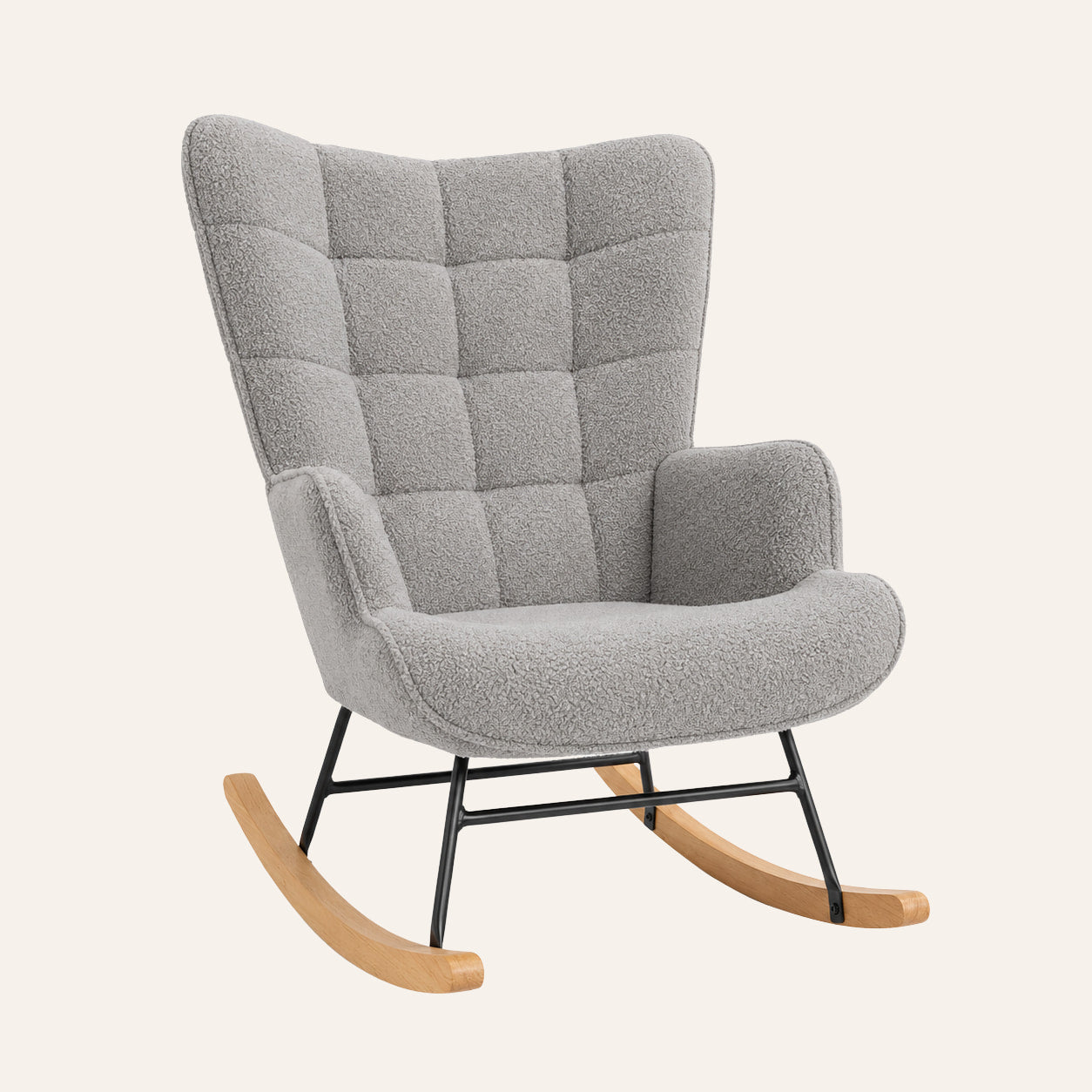 Brume | Fauteuil à bascule teddy à dossier haut