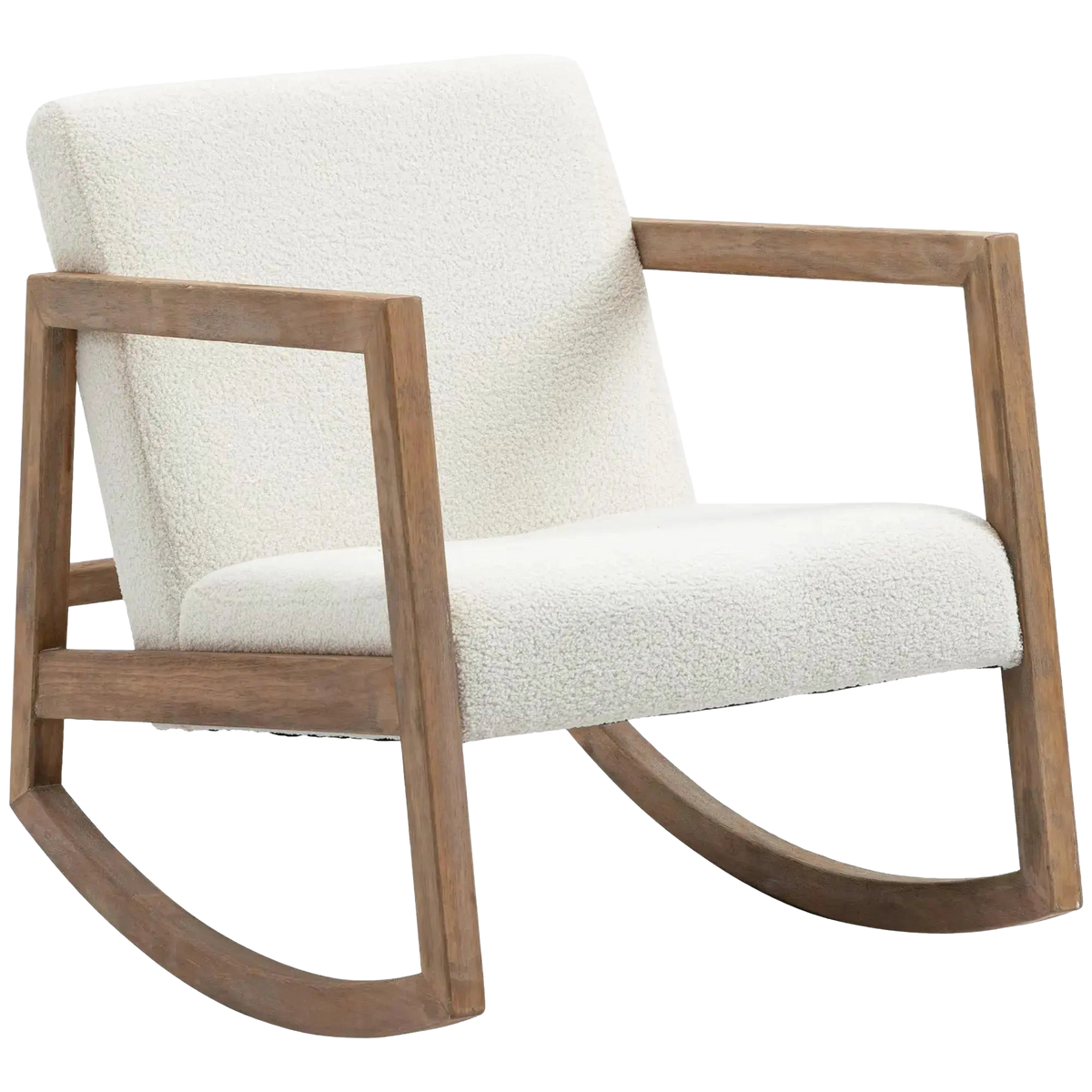 Lueur | Rocking chair scandinave en bouclette et hévéa