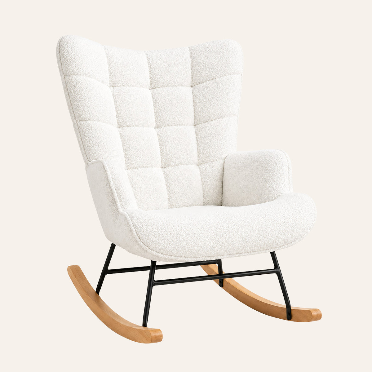 Brume | Fauteuil à bascule teddy à dossier haut