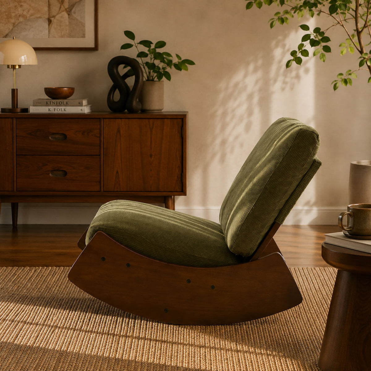 Éclipse | Rocking chair rétro en velours côtelé