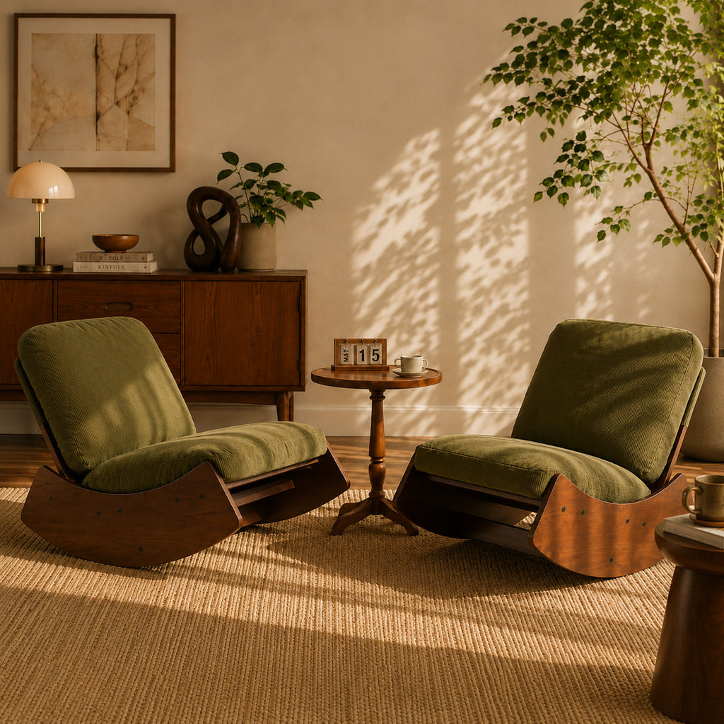 Éclipse | Rocking chair rétro en velours côtelé
