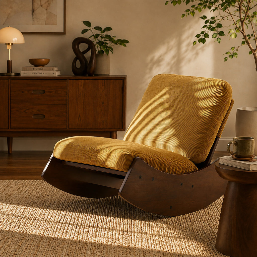 Éclipse | Rocking chair rétro en velours côtelé