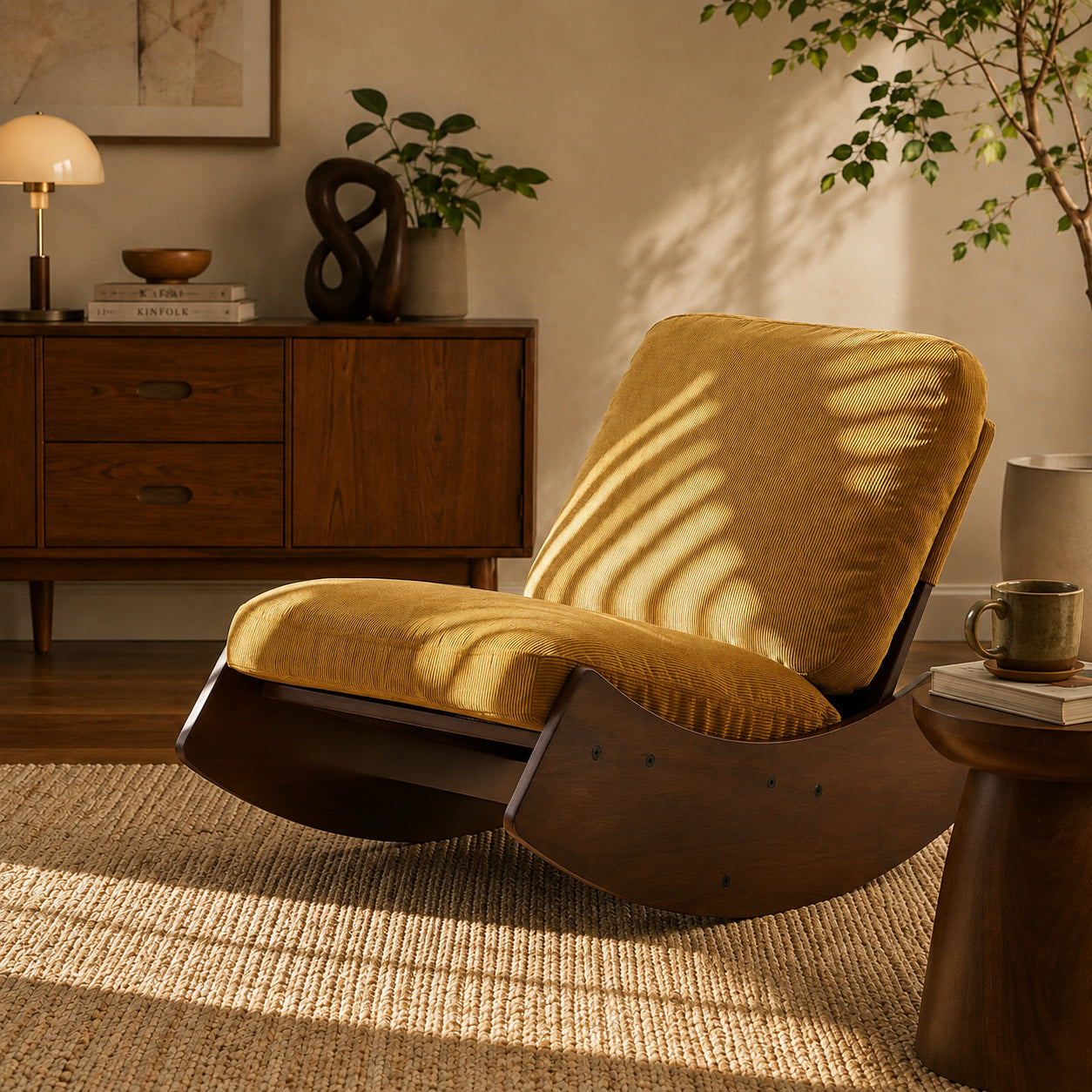 Éclipse | Rocking chair rétro en velours côtelé