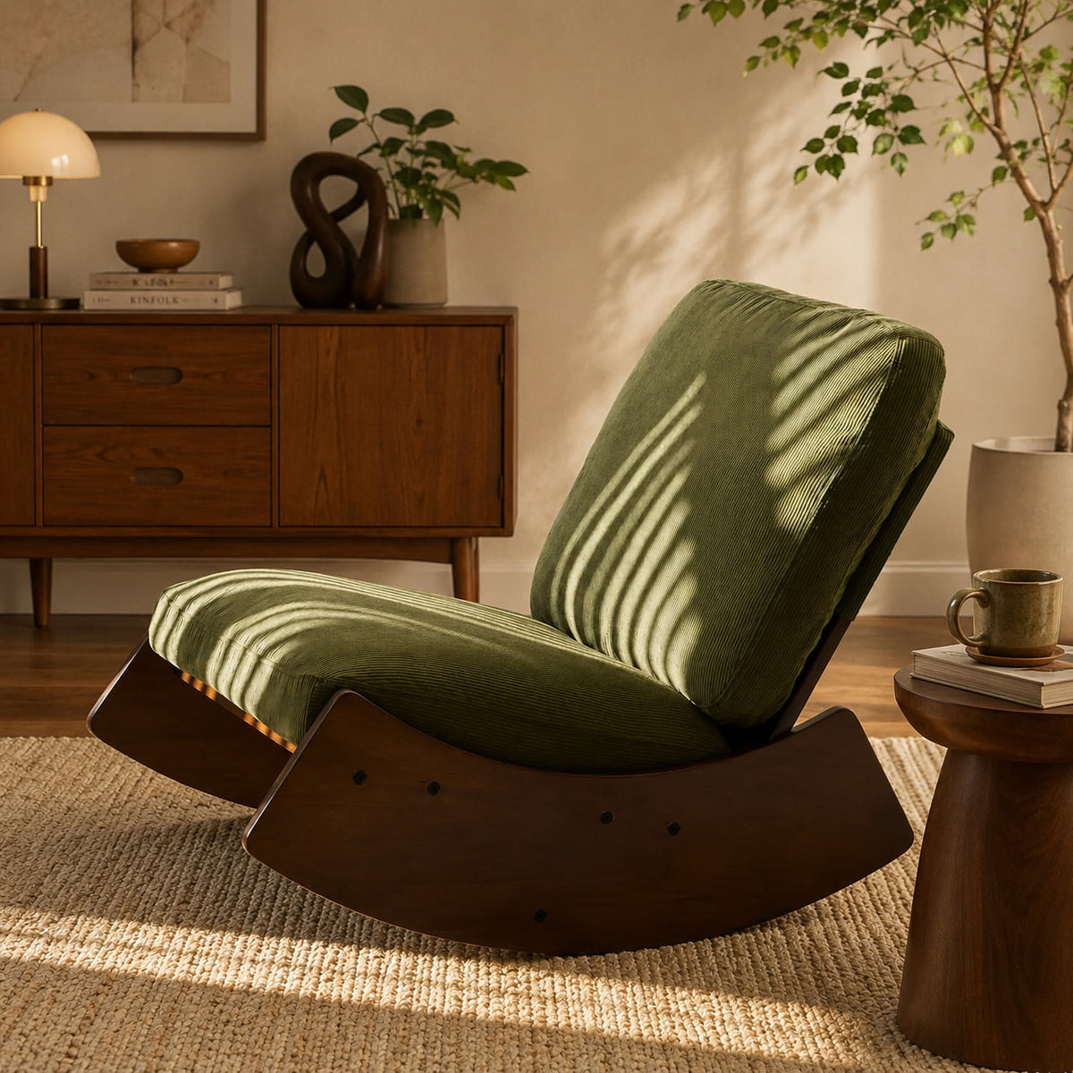 Éclipse | Rocking chair rétro en velours côtelé